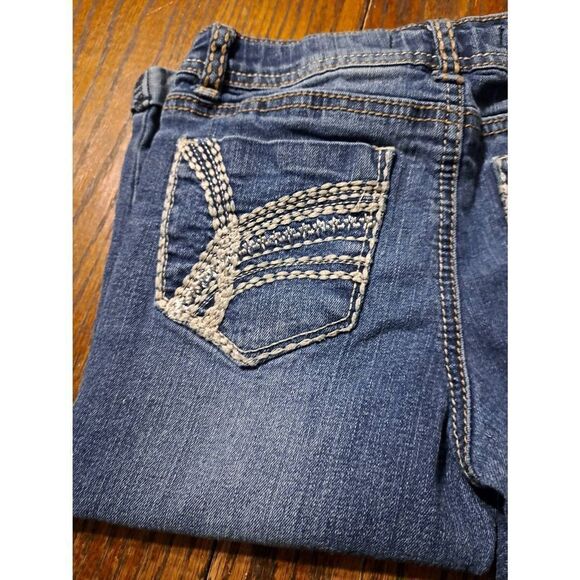 Girls Size 10 Imperial Star Adjustable Waist Denim Blue Jean Capri Cuffed Hem - Picture 5 of 6